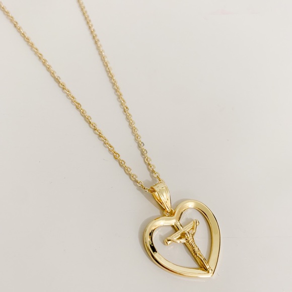 Jesus Heart Cross Necklace | 14k Gold Filled - Picture 2 of 8